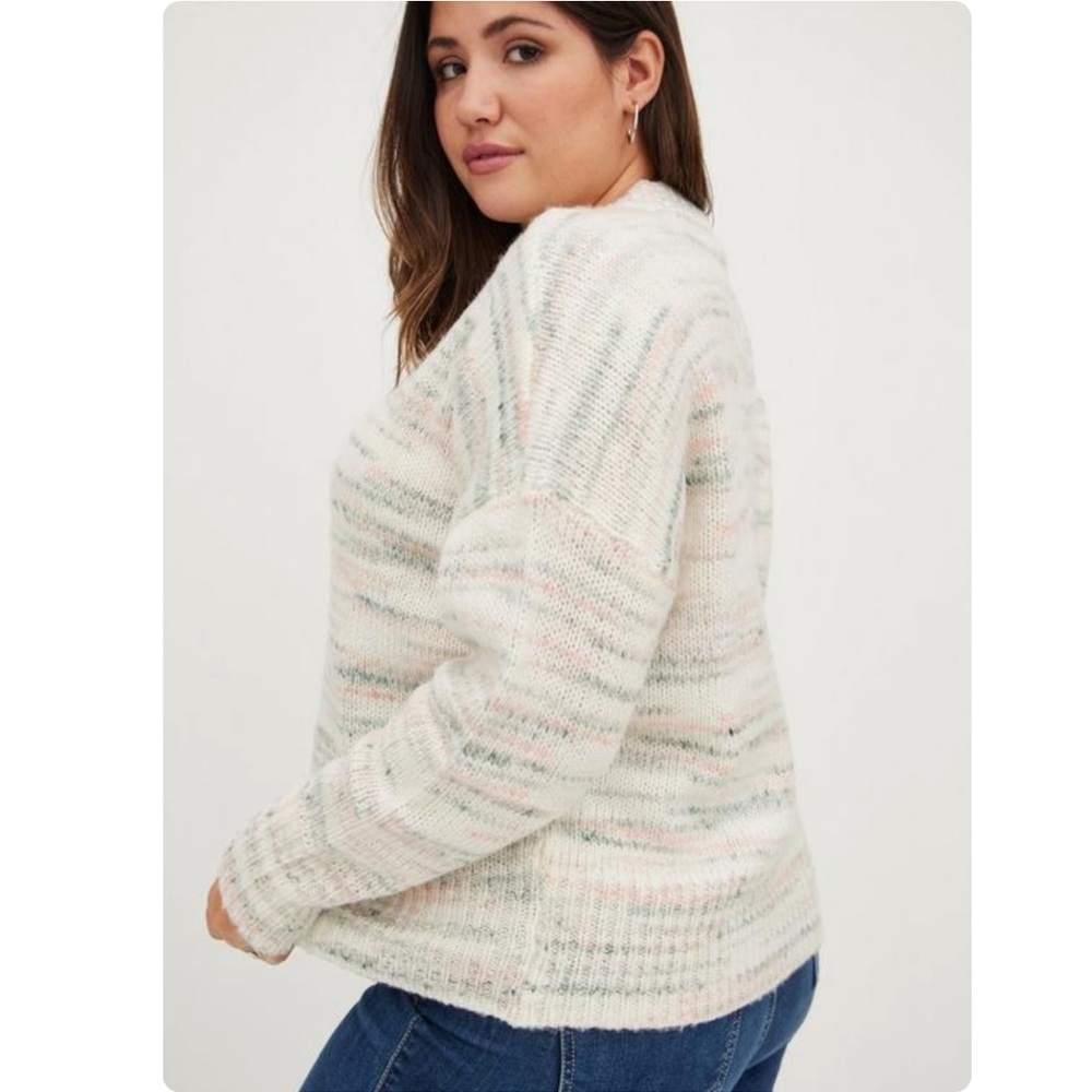 Torrid Cloud Dancer Drop Shoulder Crew Neck Pullover Sweater Size 1
